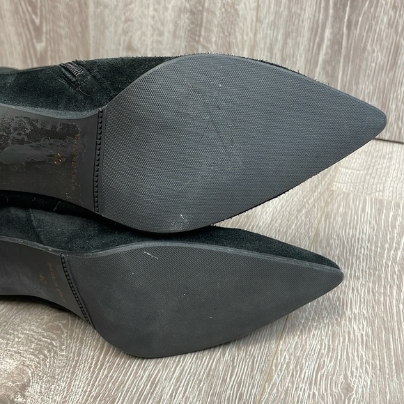 Renatta Made In Spain Heeled Black Suede Leather Pointed Toe Boots 40 (US 9) - Picture 10 of 16